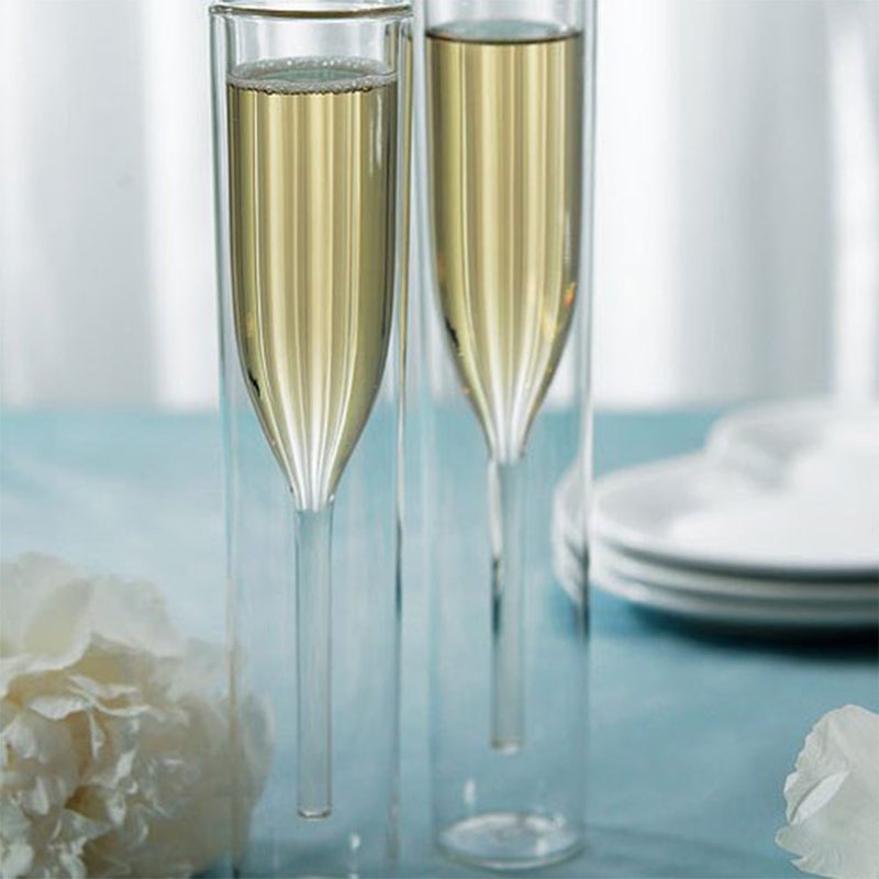WeddingStar Contemporary Double-walled Glass Champagne Flutes - Image 3